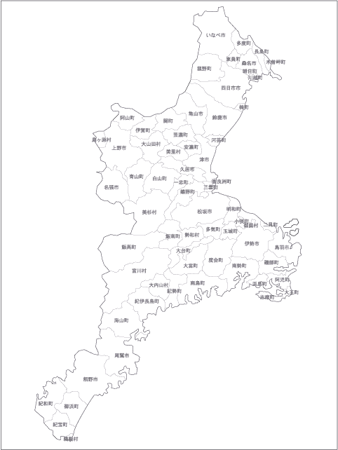 平成合併前分県白地図